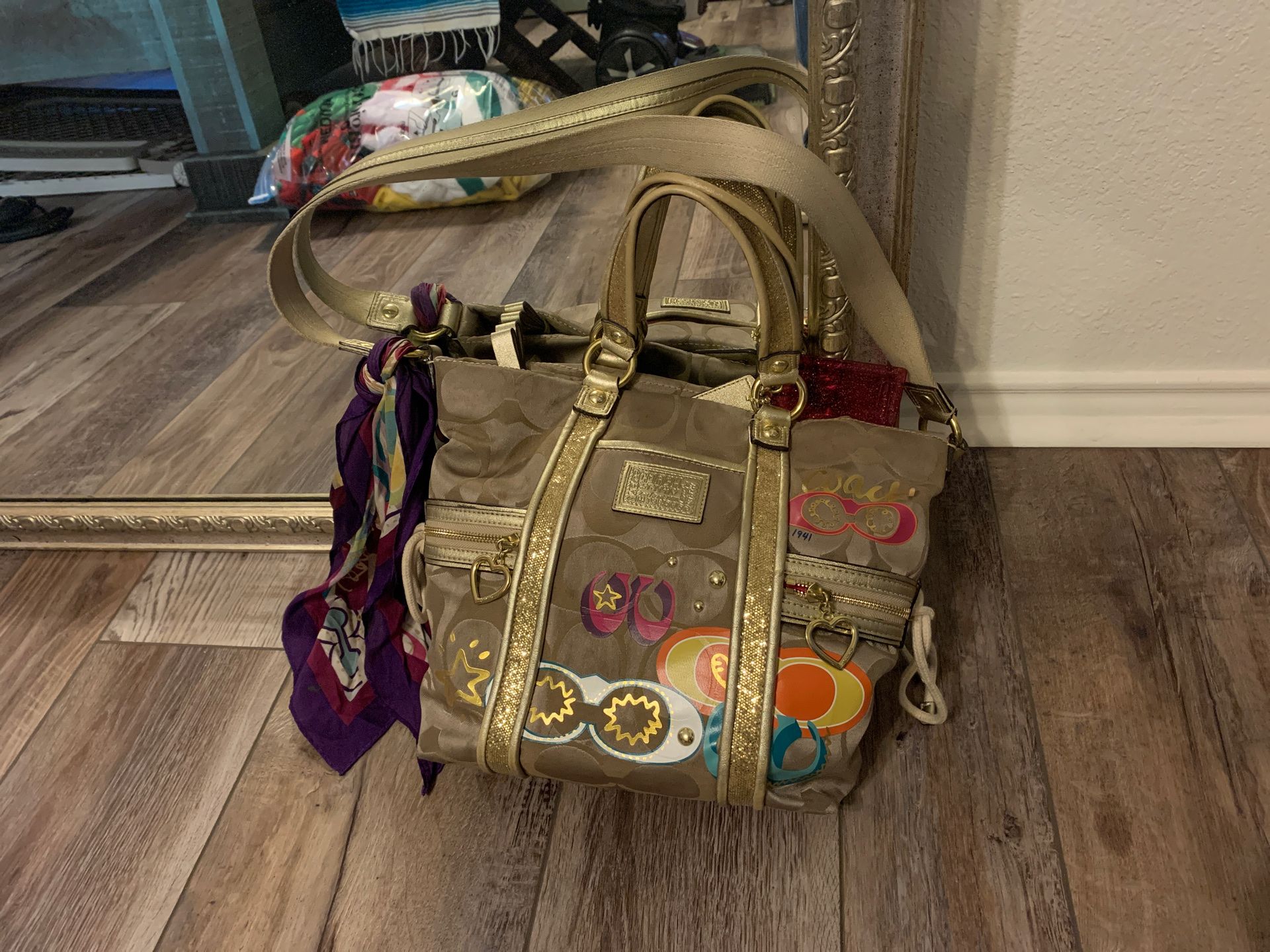 Coach tote bag authentic women gold purse