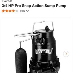 3/4” HP Pro Snap Action Sump Pump