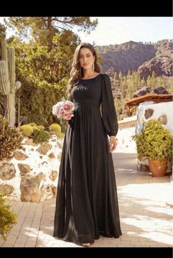Black Long Sleeve Maxi Formal Dress