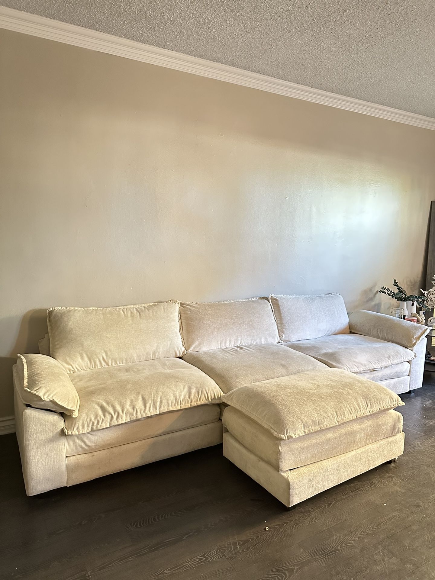 Light Beige Sofa W/reversible Chaise