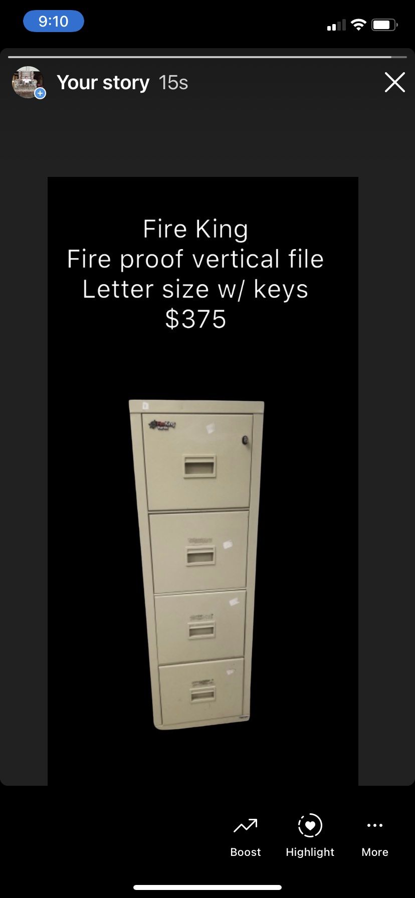 Fire King Fire Proof File Cabinet 4 Drawer Letter Size With Keys