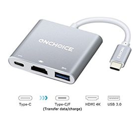 NEW! USB Type-C To HDMI Adapter, ONCHOICE 4K+USB 3.0+USB-C Converter Cable(PD2.0 Qucik charging) Digital USB Charging Cable for New