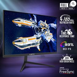 Sceptre 25" Gaming Monitor 1920 x 1080p up to 165Hz 1ms AMD FreeSync Premium HDMI DisplayPort Build-in Speakers, 93% DCI-P3 Machine Black 2021 (E255B-