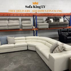 Free Delivery* Like New White Leather Sectional Sofa! 