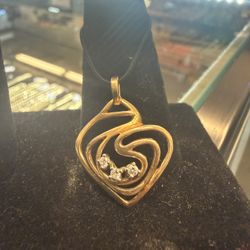 14KT Heart Pendant W/ Small Diamonds I-2085