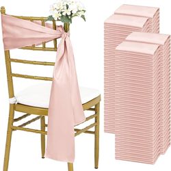 120 PCS Satin Chair Sashes, Bows Designed ChairSashes, 7x78 inch Chair Sashes for Aisle Decorations Universal Chairs Cover Decoration for Wedding Rece