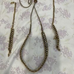 Indian Gold Clear Jewelry Pendant Set