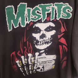 Vintage Early 2000s Misfits Punk Band Long Sleeve 3/4 Size 2XL Shirt