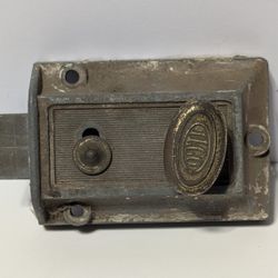 Antique ILCO Surface Mount Door Lock Latch with Turn Knob and Strike Plate

