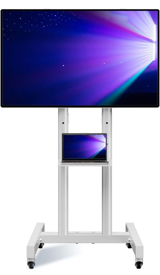 Mobile TV Cart with Wheels for 32-60 Inch TVs & Monitors, Rolling TV Stand with Middle Shelf Max VESA 400x400 mm up to 90 lbs,40 42 43 50 52 55 inch O