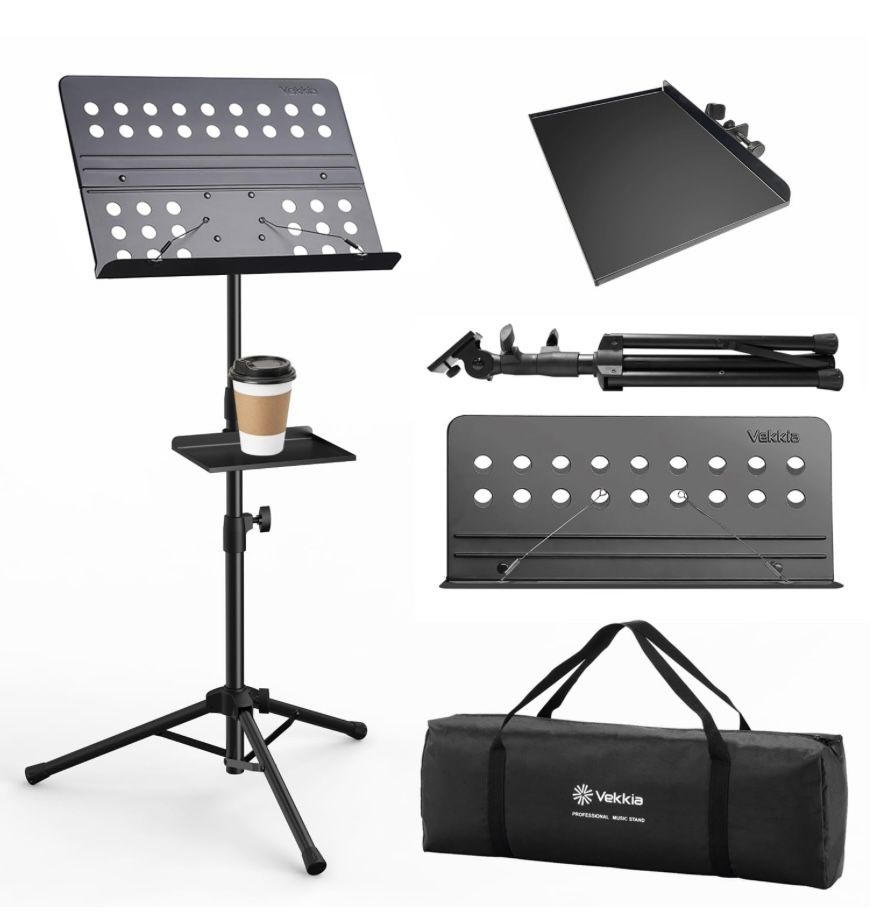 Vekkia Sheet Music Stand-Metal Professional Portable Perforated Music Stand