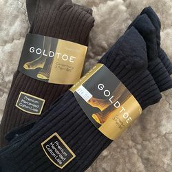 Brand New Goldtoe Men’s Socks Premium Mercerized Cotton Lisle 2 packs ( brown & black)