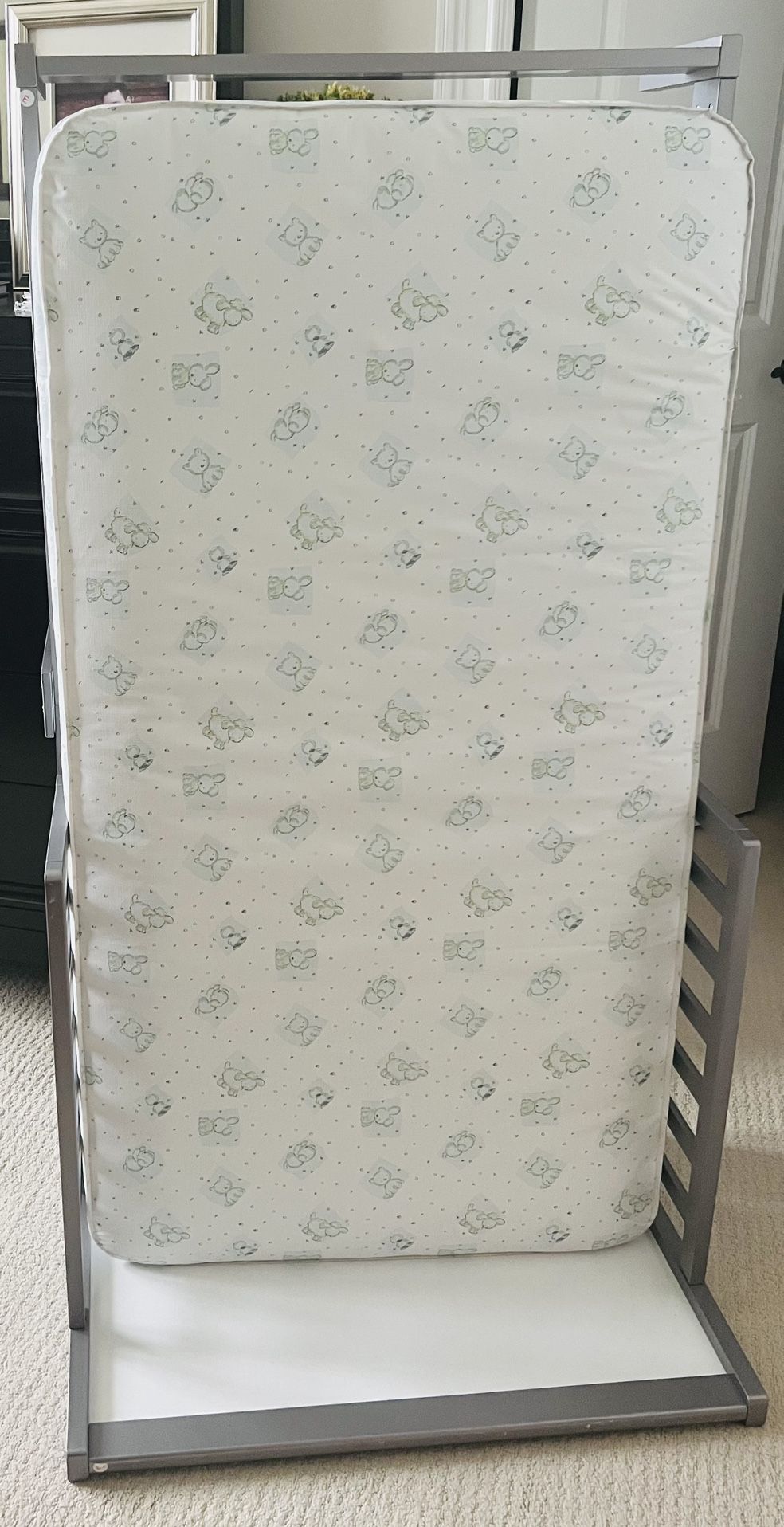 Grey Toddler  Bed With Mattress 