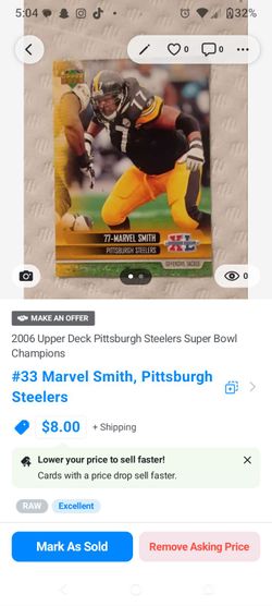2006 Upper Deck Marvel Smith Pittsburgh Steelers Card