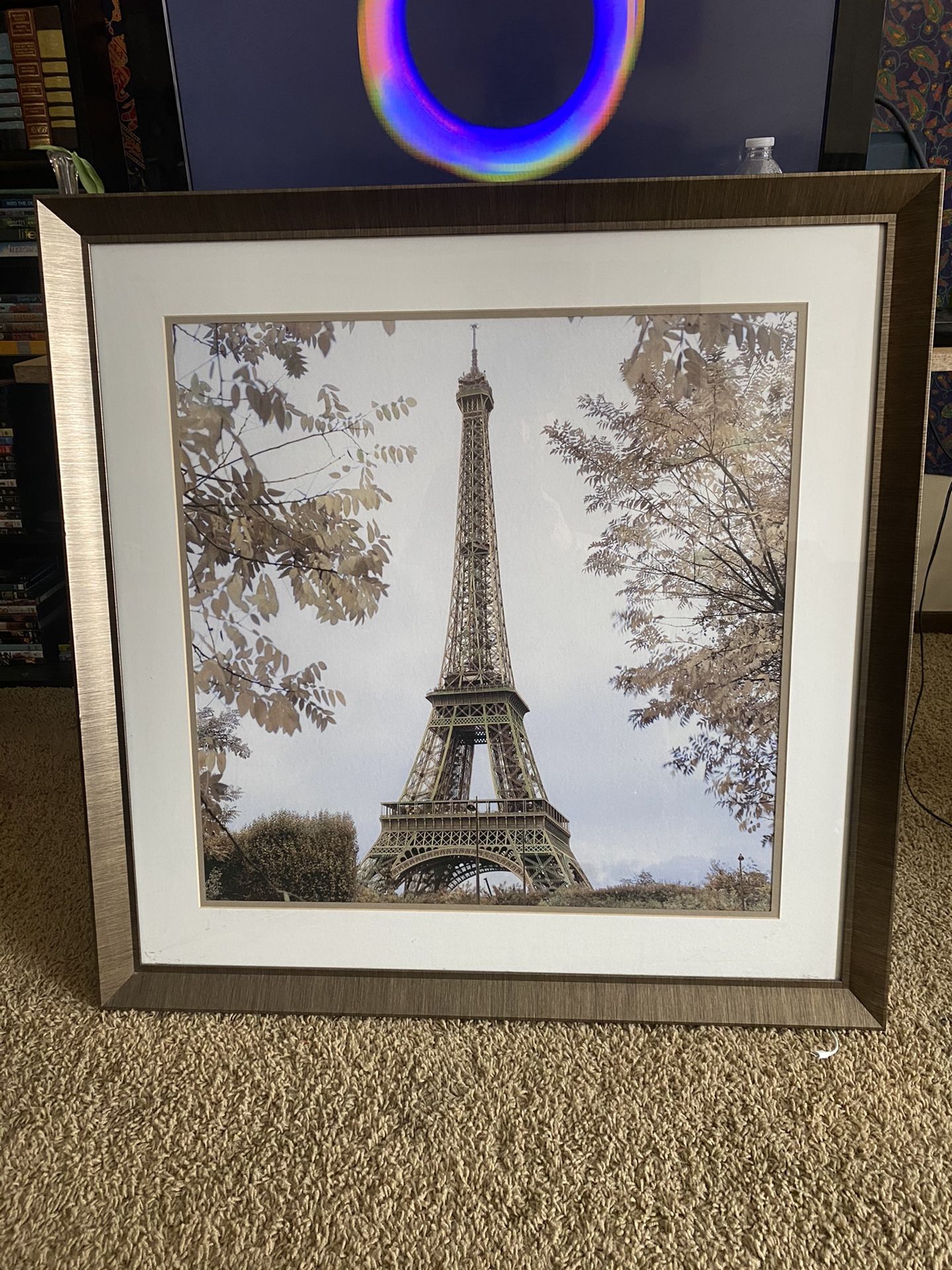Glass Framed Eiffel Tower photograph 32” X 32” 20$ Obo