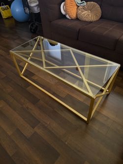 Glass Top Coffee Table Gold Metal Frame