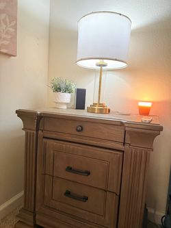 Wood Nightstand with Three Drawers Set
