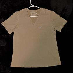 Women's Large Beige Scrub Top Figs