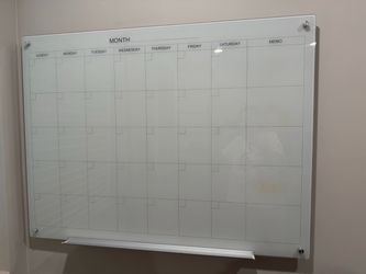 Quartet 48” x 36” Magnetic Glass Calendar Whiteboard – Like New – $200 or Best Offer