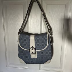 Coach Light/Medium Denim Blue Small C Print With Matching Wallet