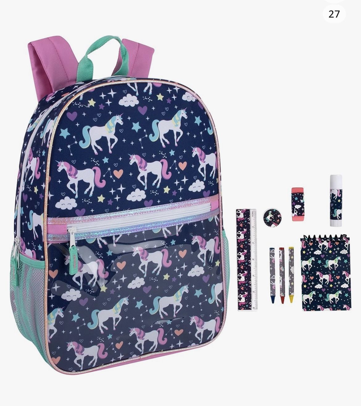 Unicorn Girls Backpack With Matching Supply Kit 