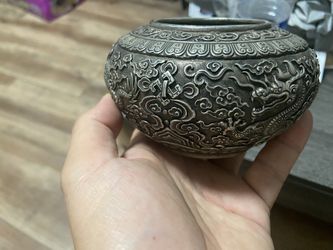 Chinese Dragon Copper Gilt Silver Pot