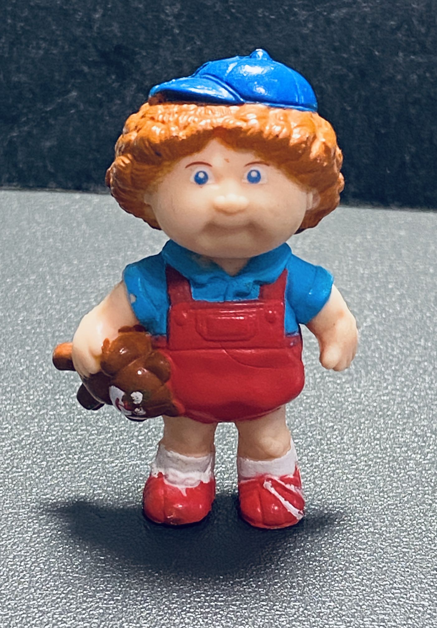 VNTG Cabbage PatchKids 2" PVC 1984 Figure Little Red Haired Boy w/Teddy Bear