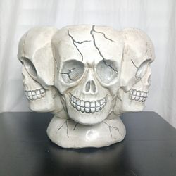 9" Halloween Multi Skulls Trick or Treat Candy Bowl Skeletons Head Table Decor 