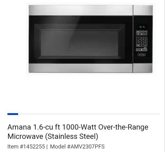 AMANA Over The Range Microwave 