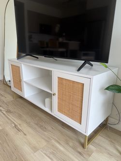 Nathan James Mina Rattan & Wood 2-Door TV Cabinet