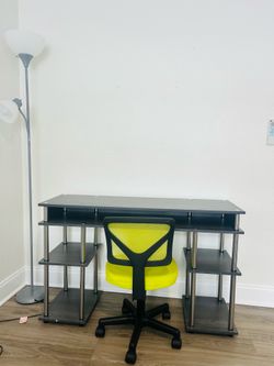 Office Desk + Chair – Modern Setup w/ Shelving – Great Condition – $60 OBO