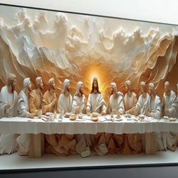 The Last Supper Painting Stretched Wood Canvas Size 36”x24”.
