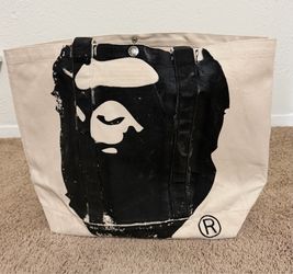 APE HEAD TOTE BAG, SKU: 001BAL801005M-IVO, Beige/Black