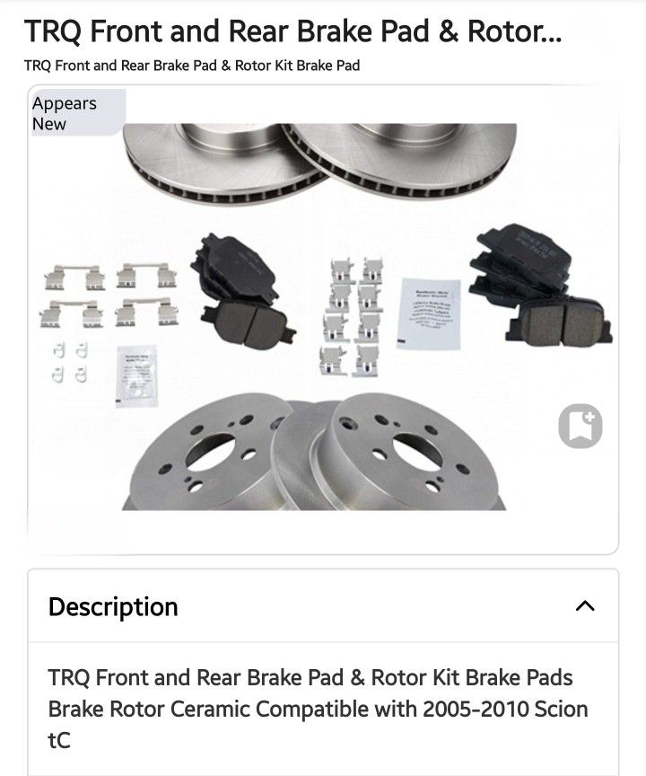 TRQ front And Rear break Pads