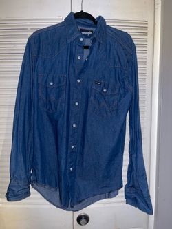 COWBOY CUT FIRM FINISH DENIM WESTERN SNAP WORK SHIRT size medium men’s