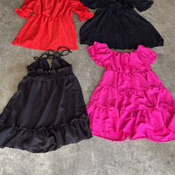 Set 4. Dresses. Pink Red , Black Colors.