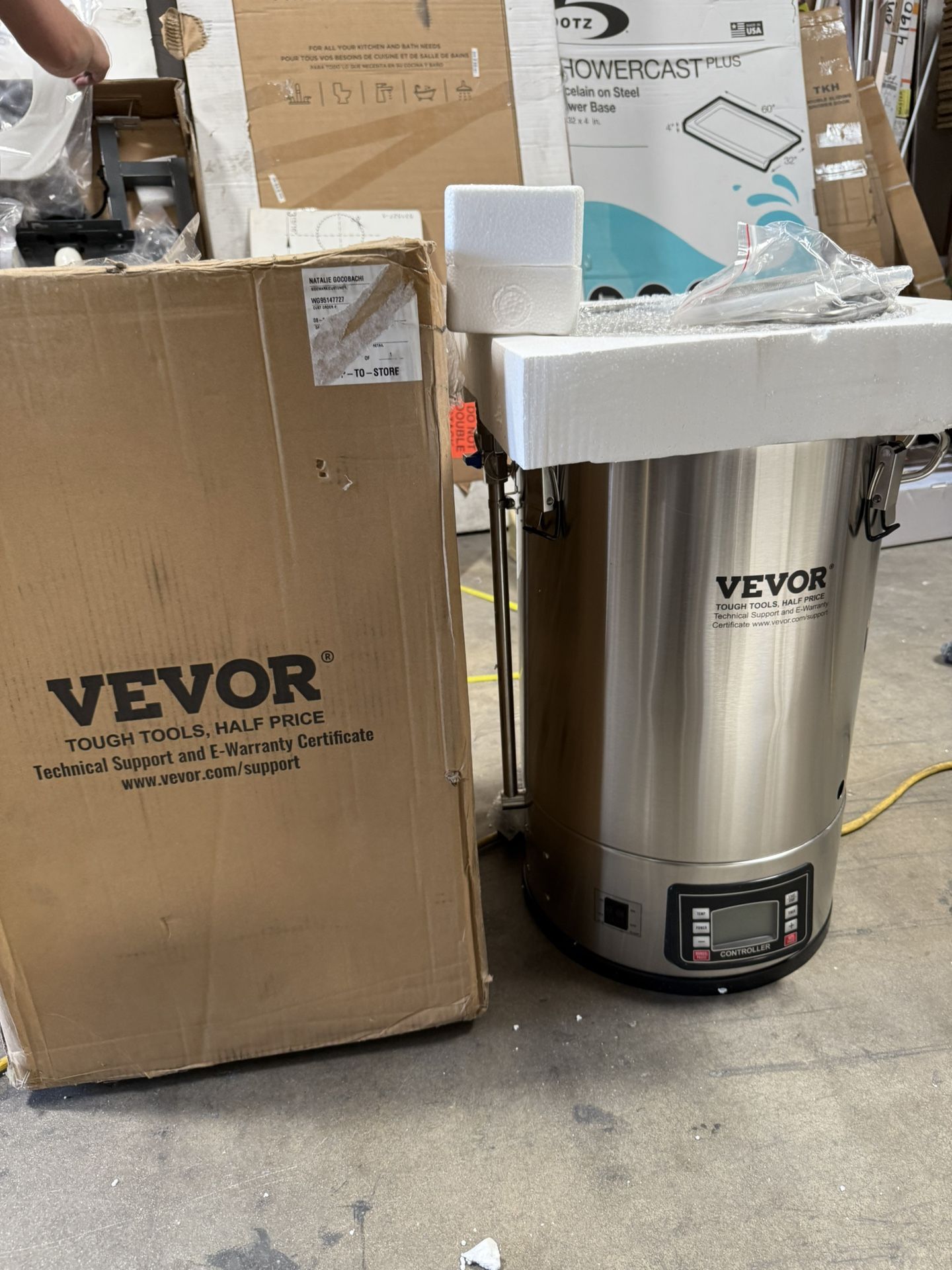 VEVOR Electric Brewing System, 8 GALLON Brewing Stock Pot, All-in-One Home Beer Brewer, 304 Stainless Steel Brewing Supplies with Panel, Includes Glas