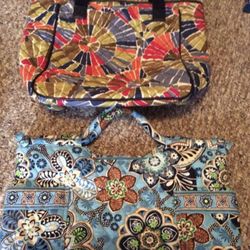 Multi-colored Talbots tote bag and a Vera Bradley tote bag.  