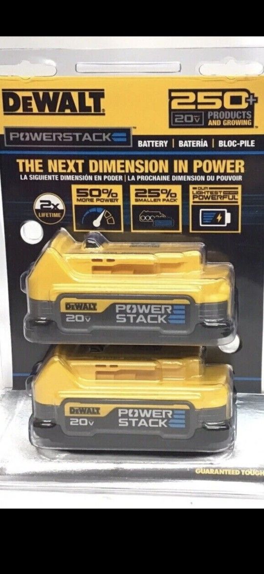 Brand New Dewalt 20v Double Pack Batteries Power Stack 2.0 Size