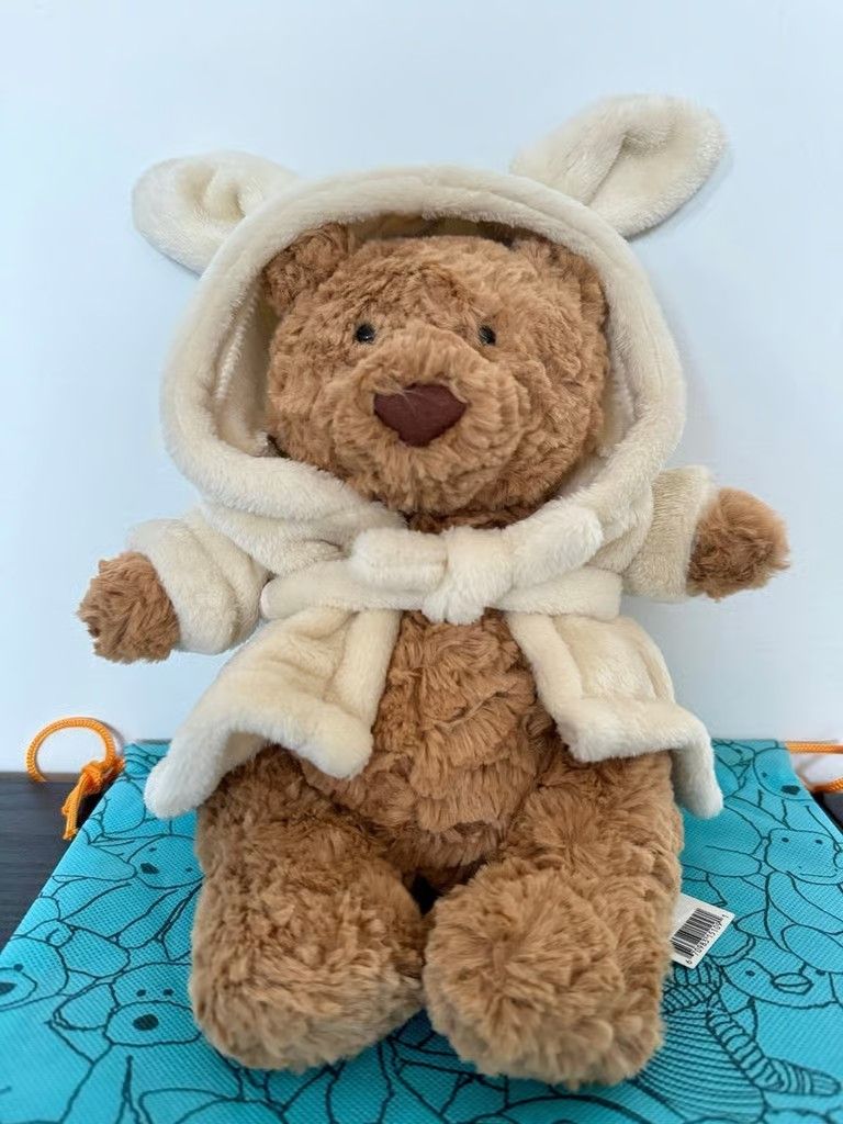 Jellycat bartholomew bear bathrobe. BNWT, Rare, HTF, Fast Shipping (w/ dust bag)