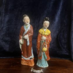 2 ancient porcelain Statues From China 