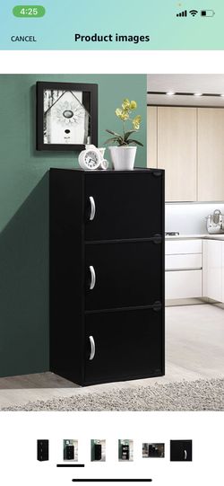  3-Shelf Bookcase Cabinet, Black