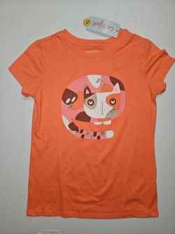 Cat & Jack Girls Orange Cat Graphic Tee