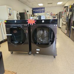 SAMSUNG, Black Stailess Steel washer and dryer sets, front, electric, excellent price  