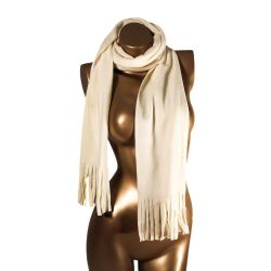 Vintage Y2K 2007 Old Navy Off-White Fleece Scarf | Classic, Cozy, and Neutral with Fringe Ends