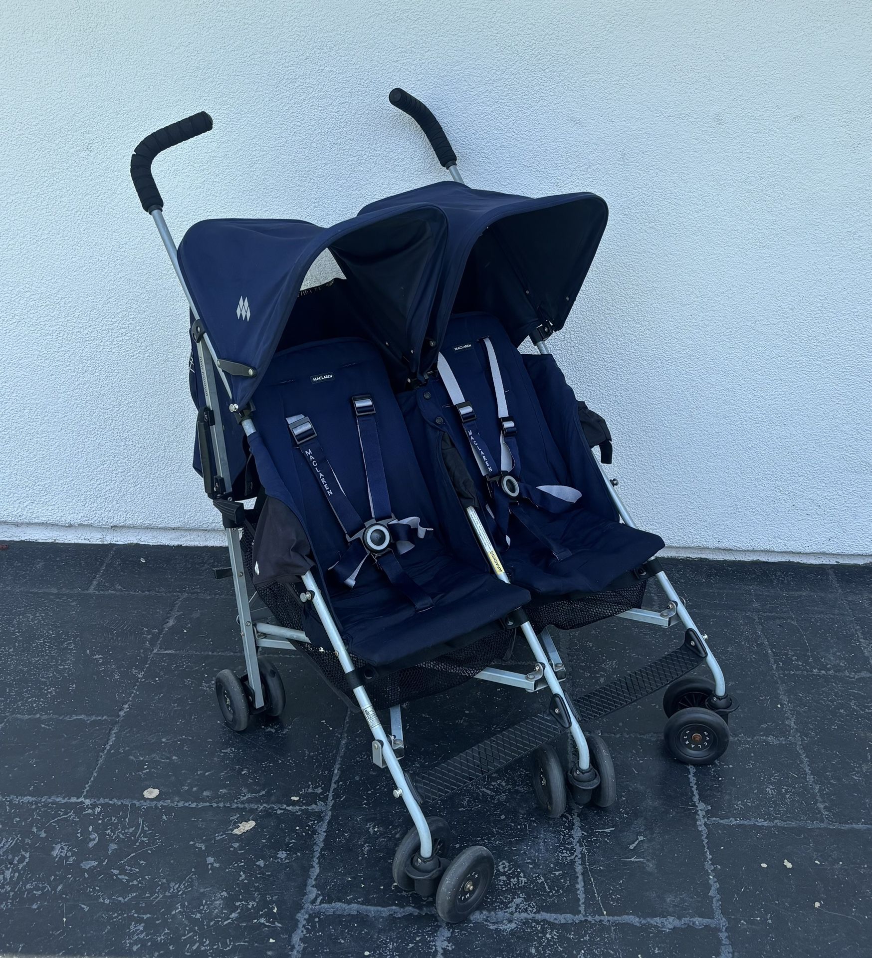 LIKE NEW MACLAREN SIDE BY SIDE DOUBLE STROLLER!!
