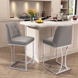 Counter Height Bar Stools with Back, Square Seat PU Leather Bar stool Kitchen