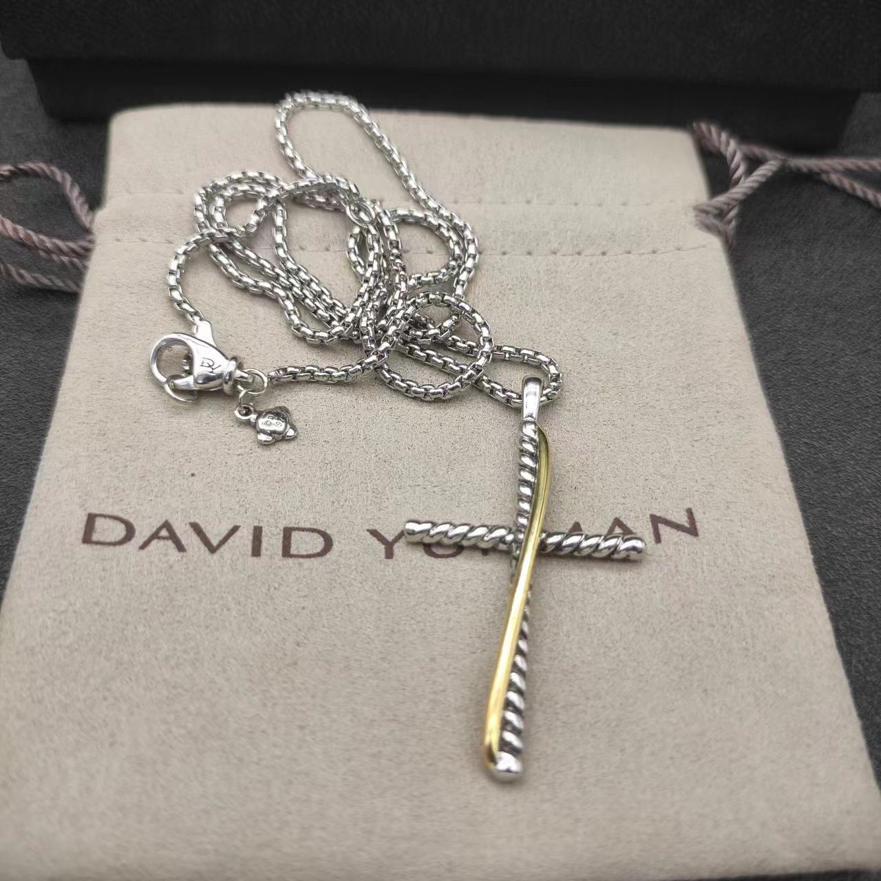 David Yurman Cross Pendant Sterling Silver Necklace
