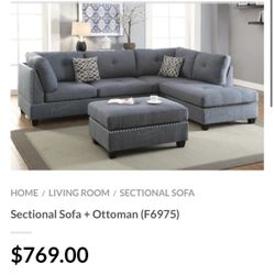 Gray Sectional Sofa With Ottoman 