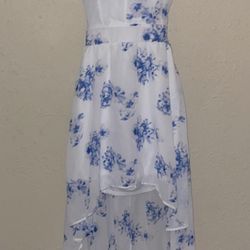 NWT Rue21 dress lace open back white w/blue flowers